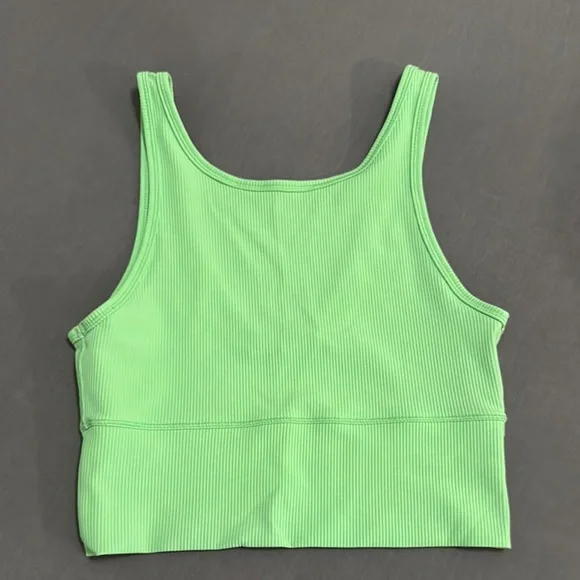 Lululemon Green Ribbed Women's Crop Tank Top - Picture 1 of 3